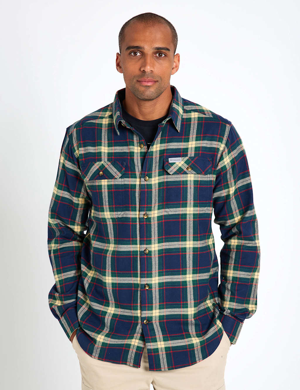Columbia Flare Gun Cotton Rich Checked Overshirt Ecru Mix