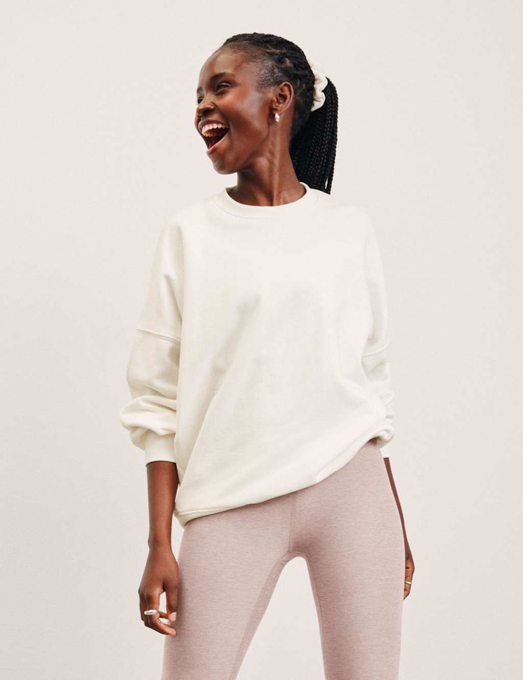 Beyond Yoga Luxefleece Cotton Rich Oversized Sweatshirt White