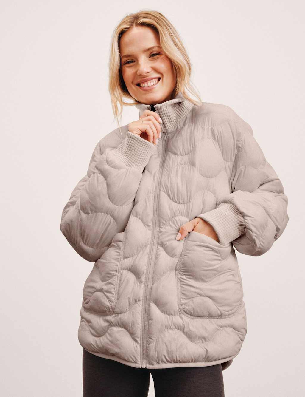 Beyond Yoga 2-Way Reversible Quilted Puffer Jacket Nude