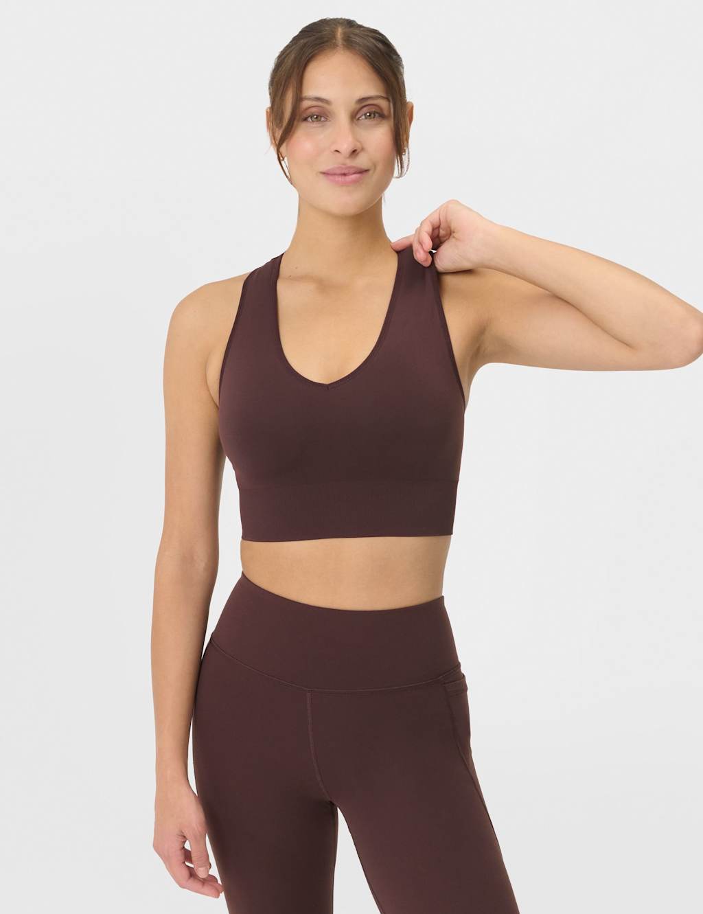 Sweaty Betty Stamina Soft Touch Voop Non Wired Sports Bra Brown