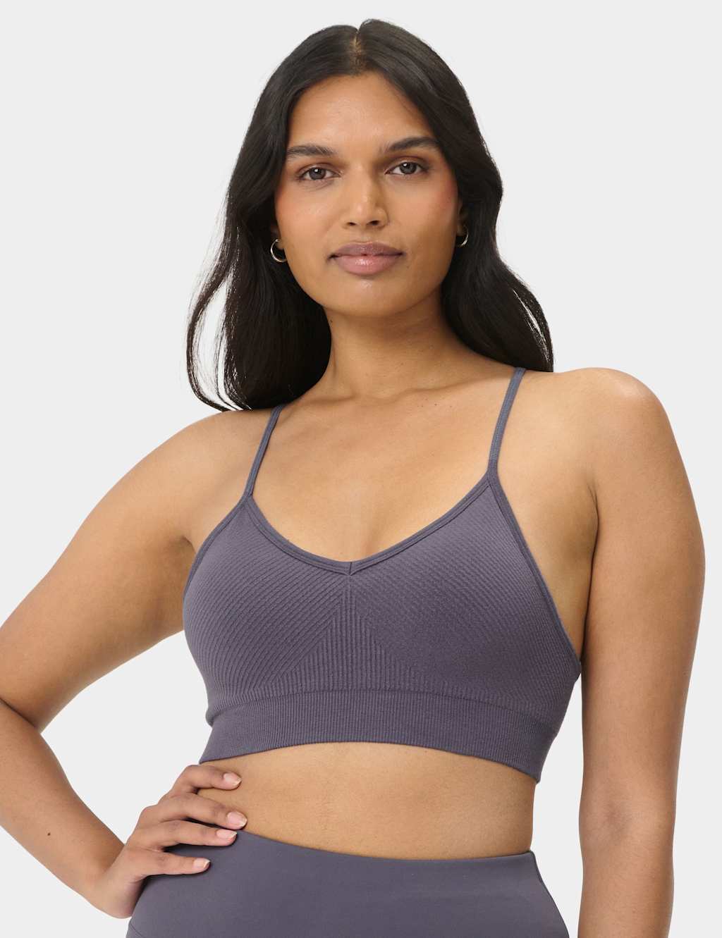 Sweaty Betty Soft Ribbed Sports Bra Dark Blue Denim