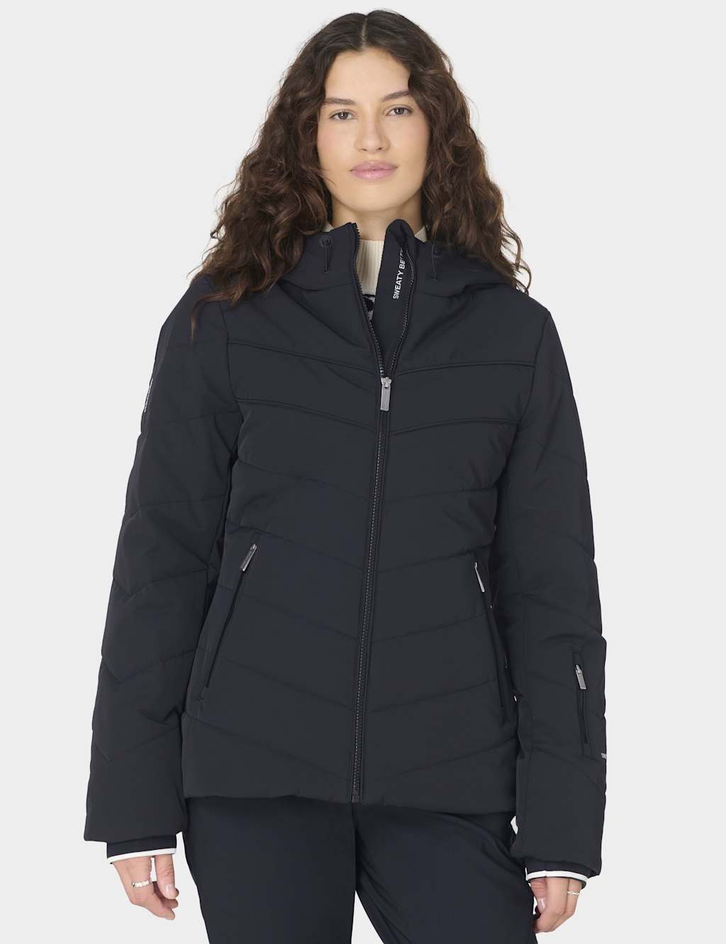 Sweaty Betty Exploration Chevron Hooded Ski Jacket Black