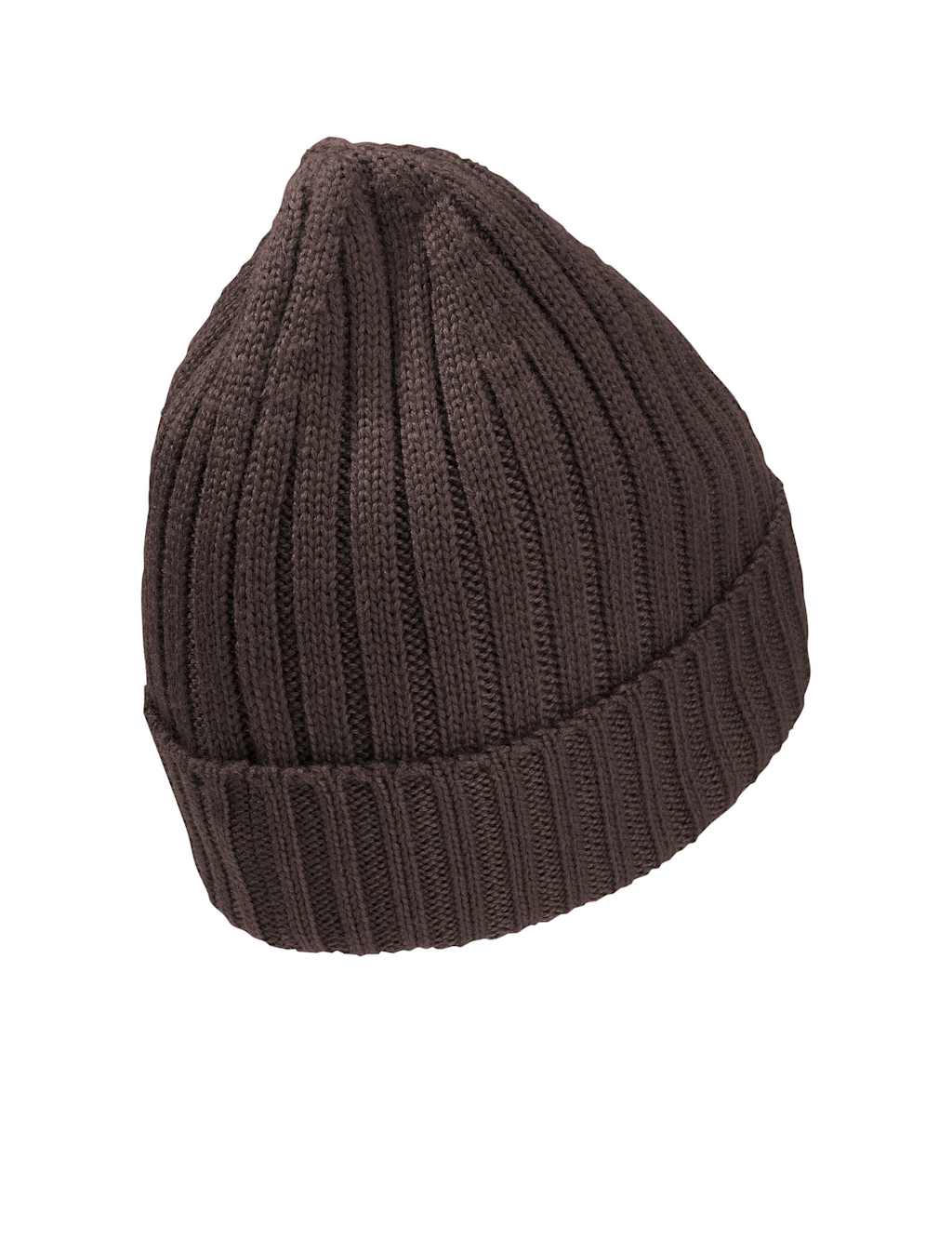 Jack Wolfskin Wool Blend Ribbed Beanie Hat Brown