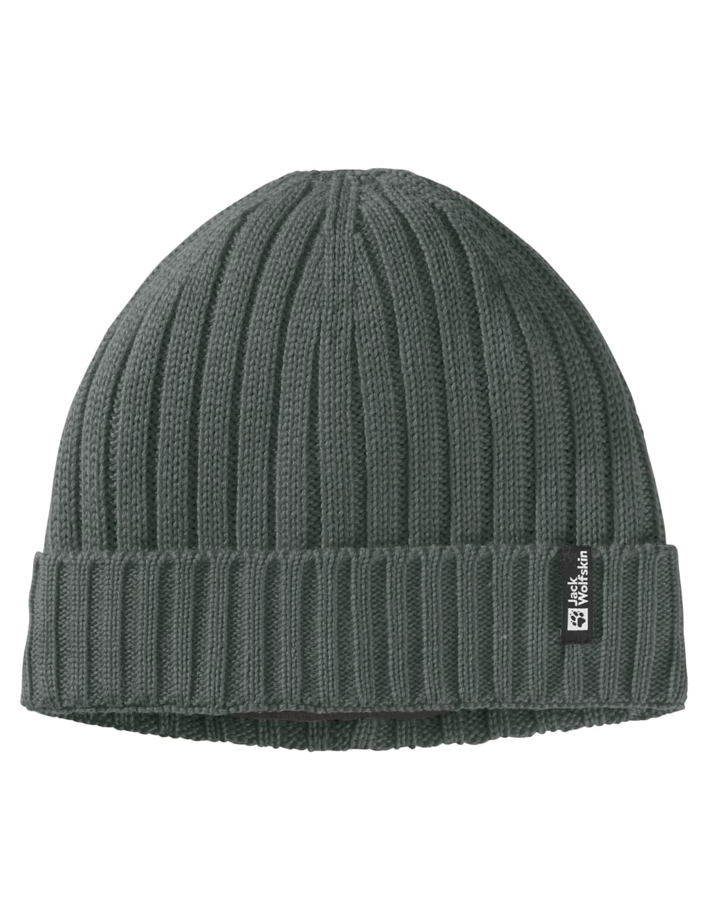 Jack Wolfskin Men's Wool Blend Ribbed Beanie Hat - one size - Dark Grey, Dark Grey
