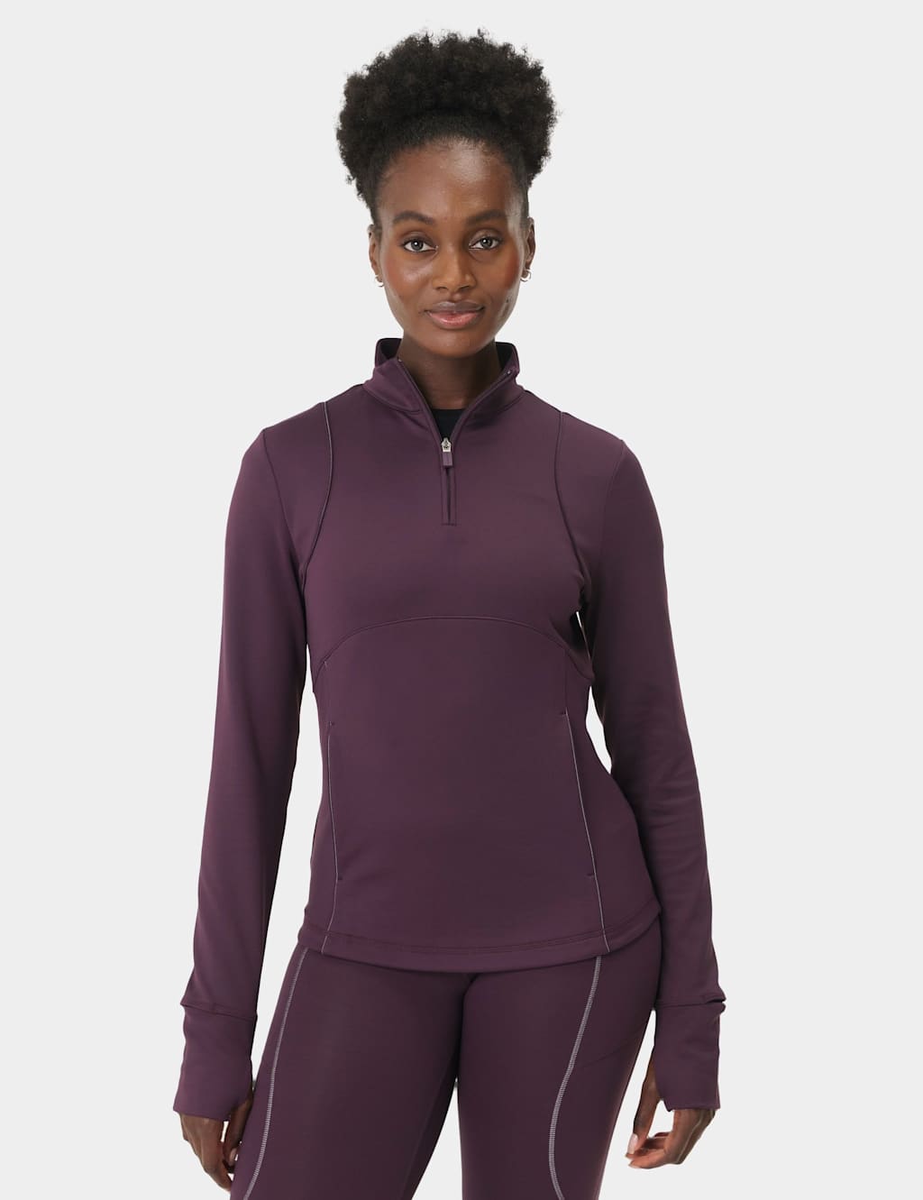Sweaty Betty Therma Half Zip Running Top Dark Purple