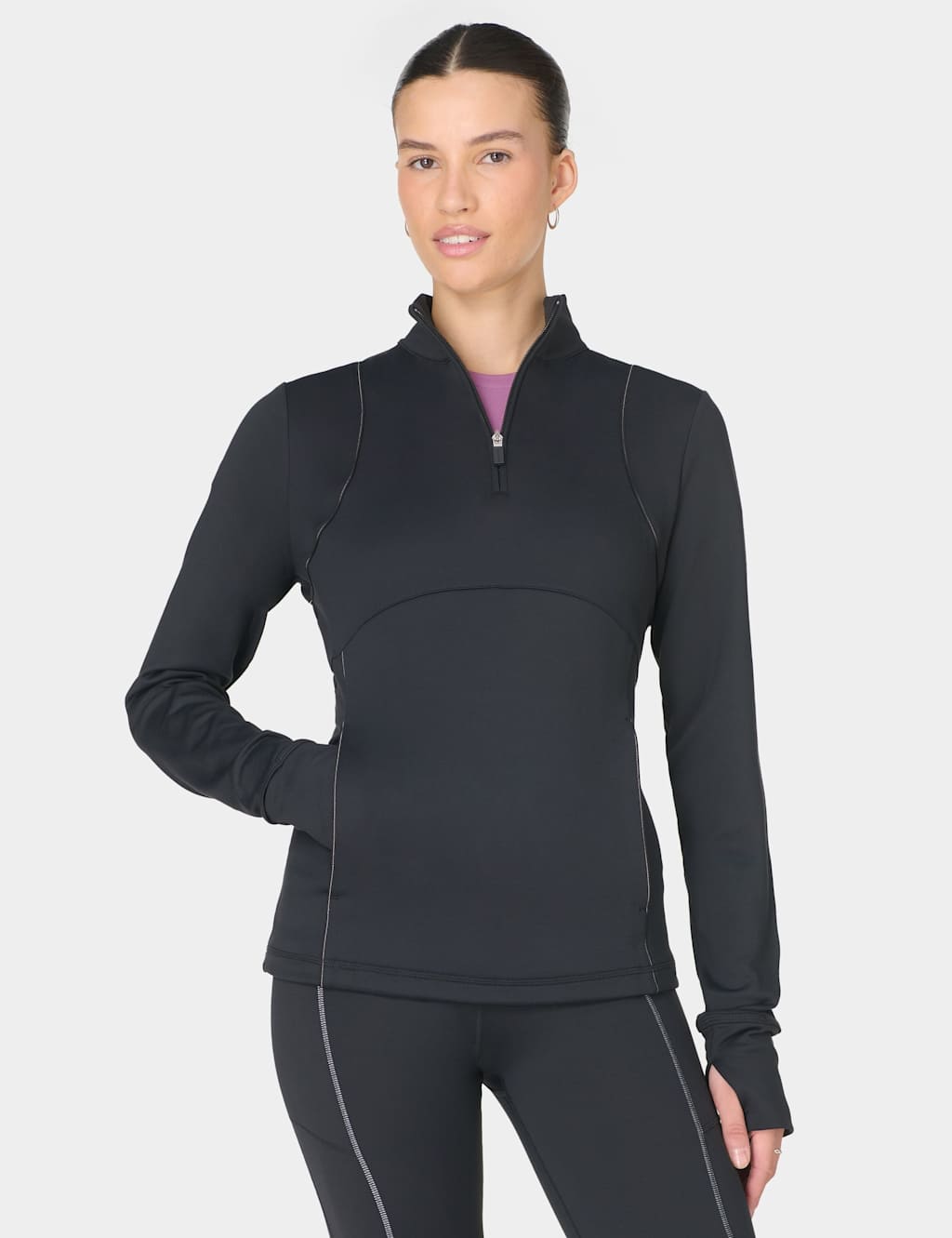 Sweaty Betty Therma Half Zip Running Top Black