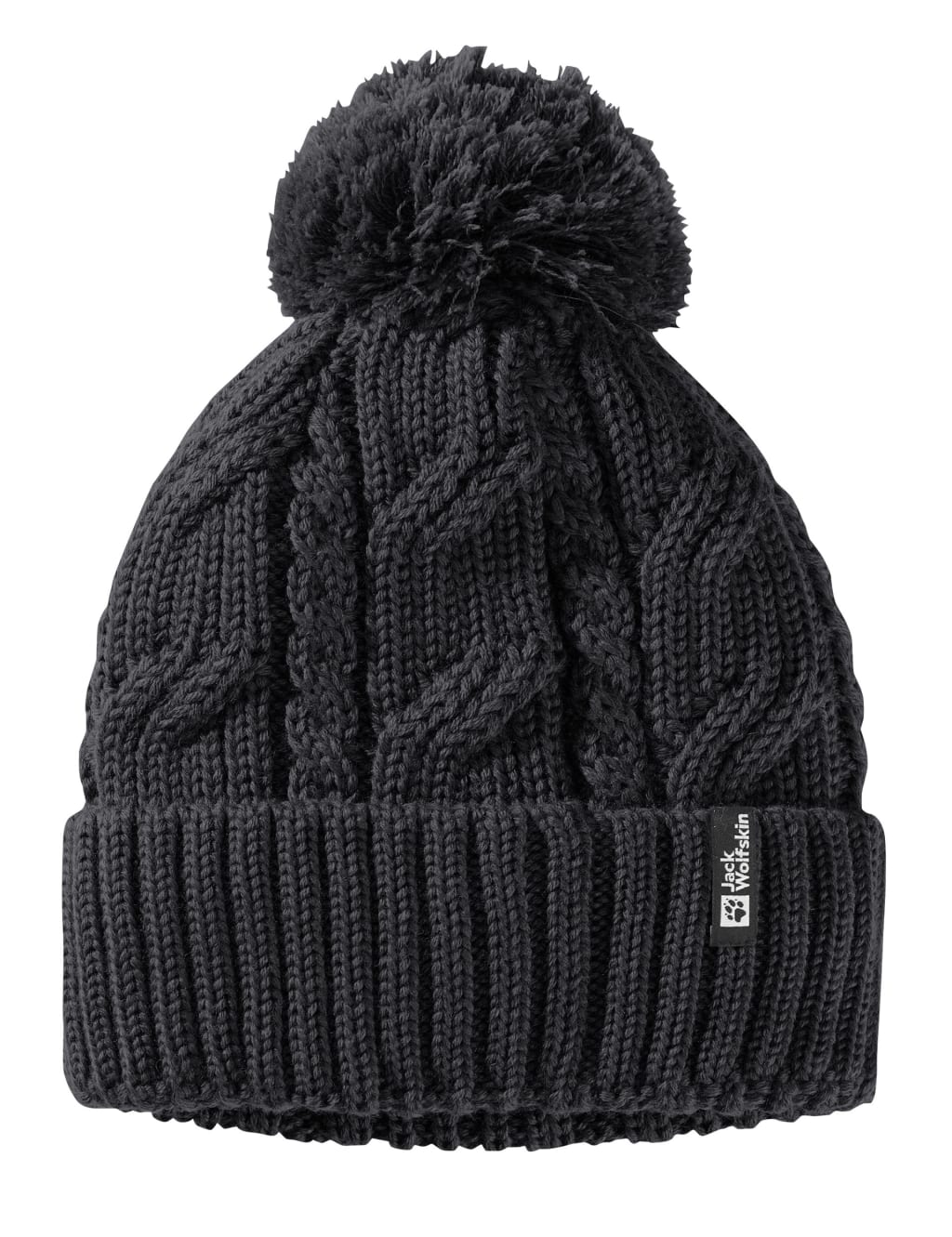 Jack Wolfskin Wool Blend Fleece Lined Pompom Hat Black