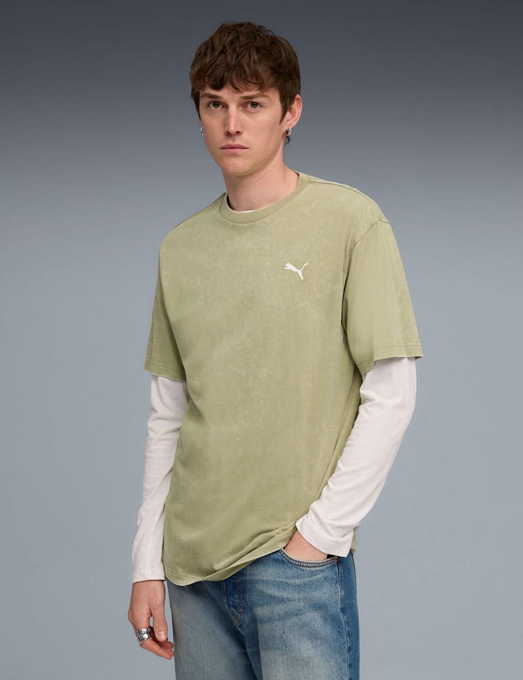 Puma Essentials Elevated Pure Cotton T-Shirt Dark Khaki