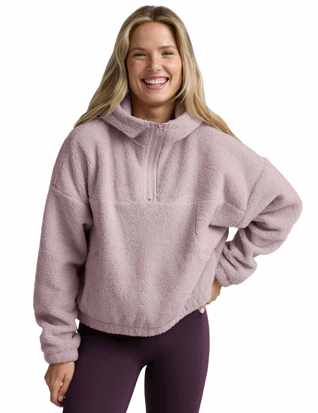 Beyond Yoga Unity Fleece Half Zip Hoodie Pink