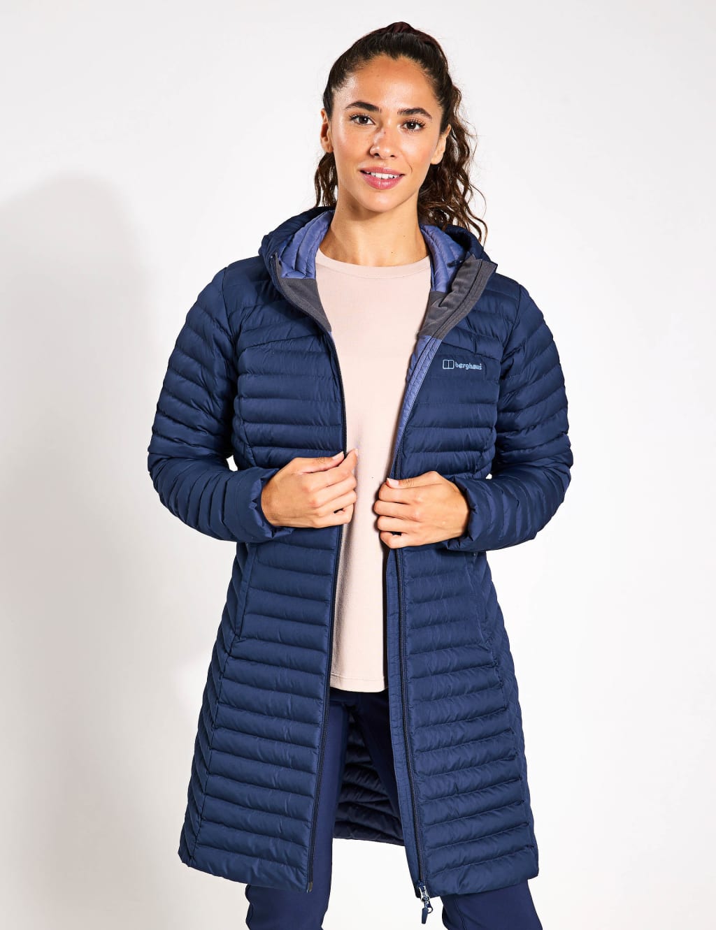 Berghaus Women's Nula Micro Hooded Longline Puffer Jacket - 10 - Dark Blue