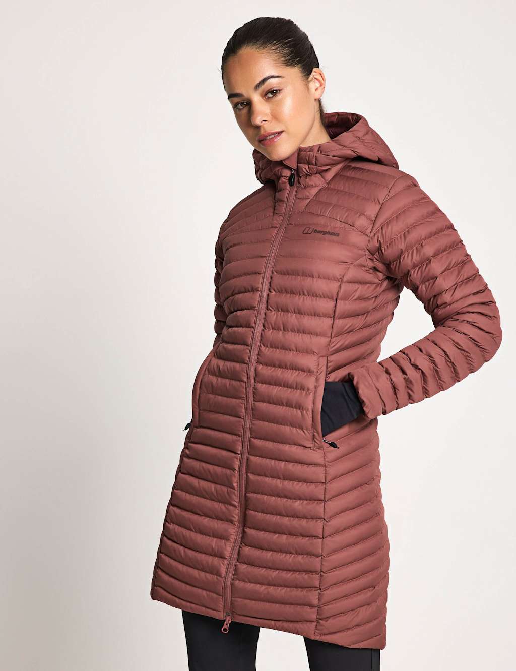 Berghaus Nula Micro Hooded Longline Puffer Jacket Berry