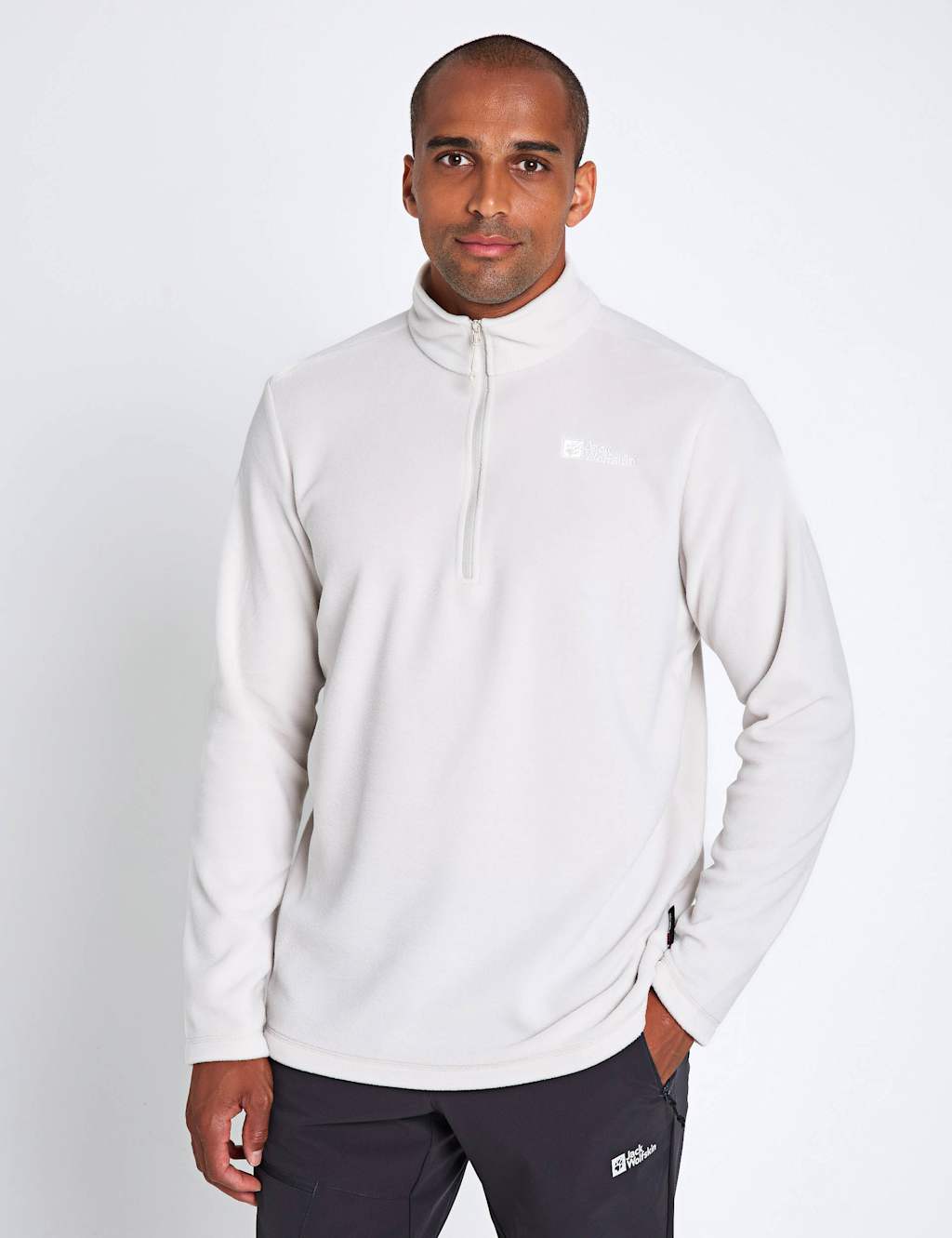 Jack Wolfskin Taunus Half Zip Funnel Neck Fleece Sweatshirt Ivory