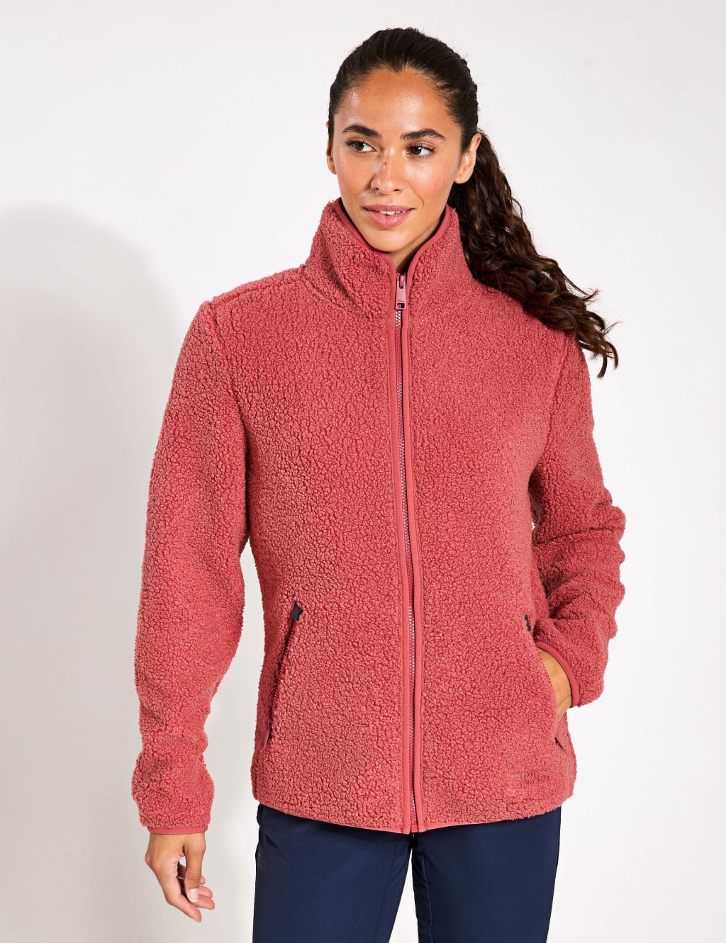 High Curl Zip Up Funnel Neck Fleece Jacket