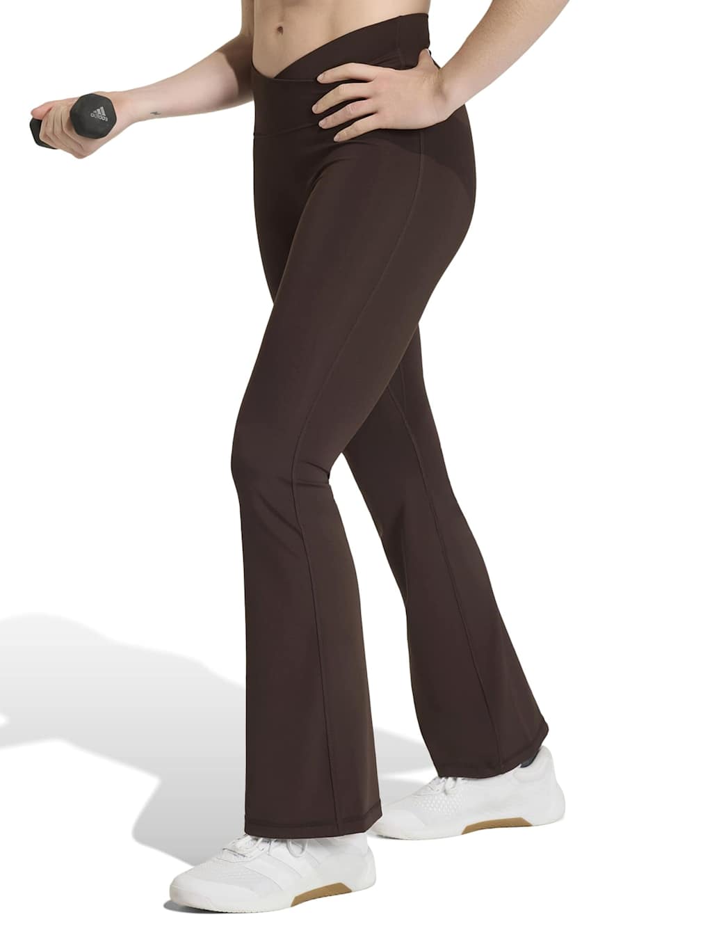Adidas Women's 3 Stripes X-Over Flared Leggings - Large - Brown