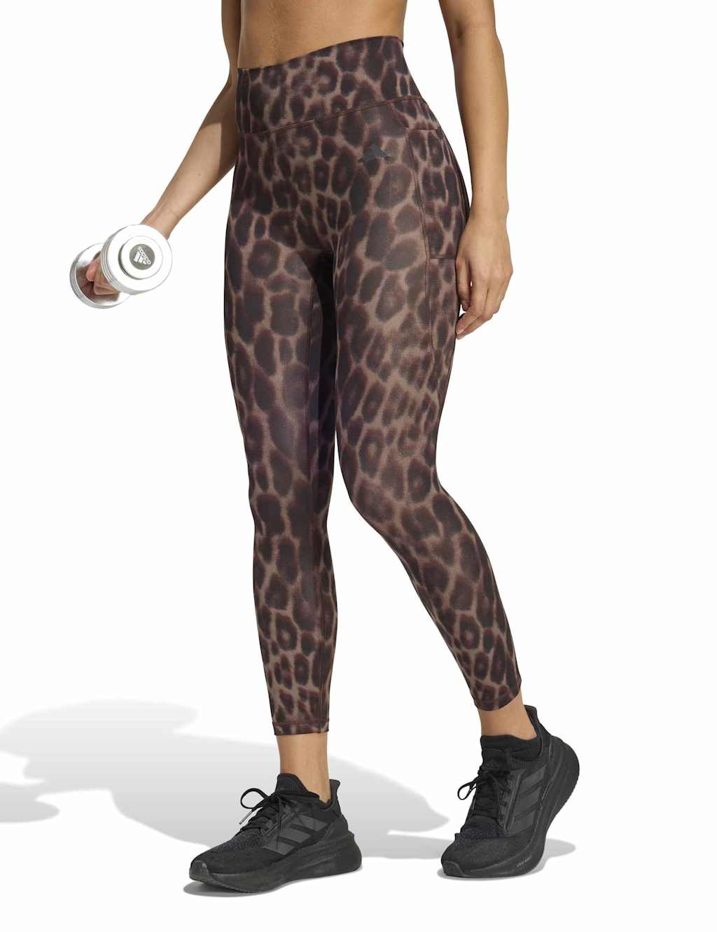 Adidas Women's Optimé Essentials Animal Print 7/8 Leggings - Small - Black Mix