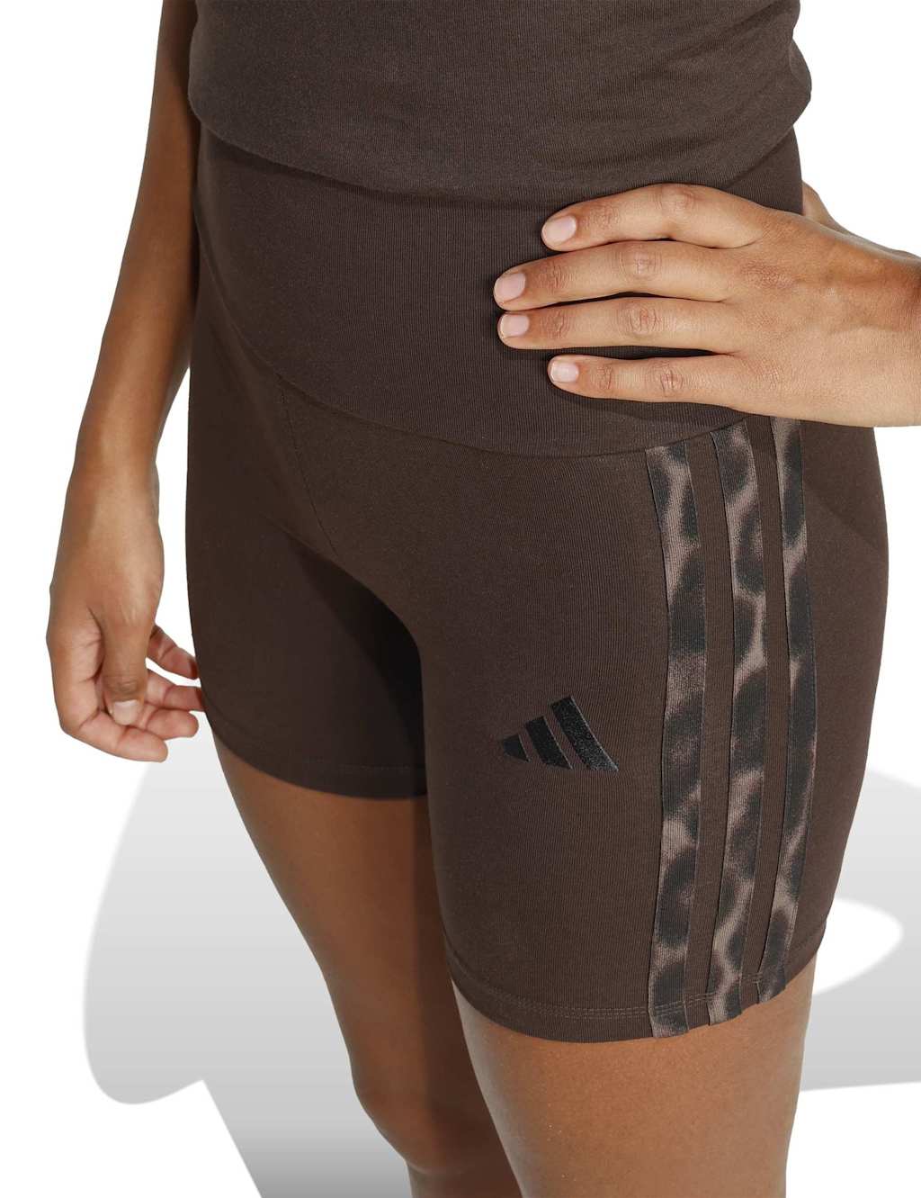Adidas Women's 3-Stripes Cotton Rich Sports Shorts - Small - Brown