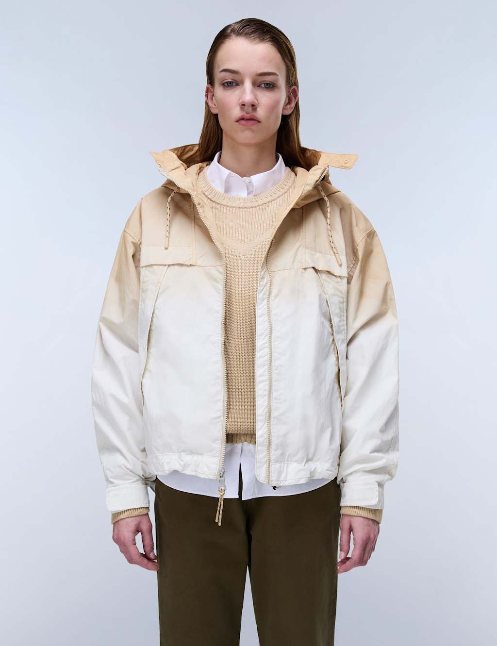 Napapijri Women's Traveler Dip Dye Oversized Short Jacket - Medium - Taupe - Available at M&S