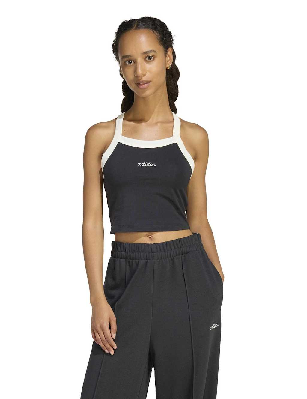 Adidas Women's Cotton Rich Embroidered Graphic Tank Top - Small - Black