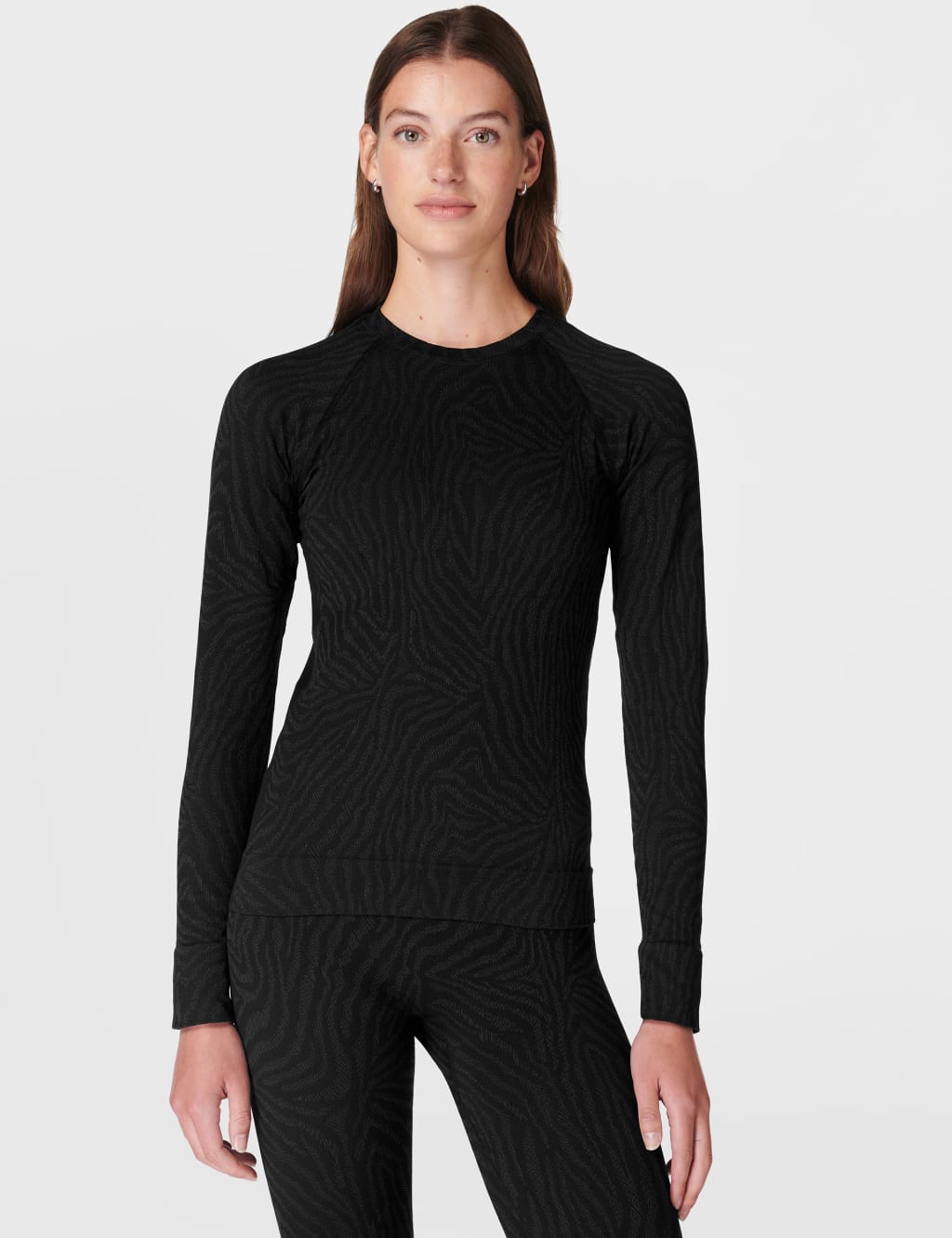 Animal Print Crew Neck Base Layer Top