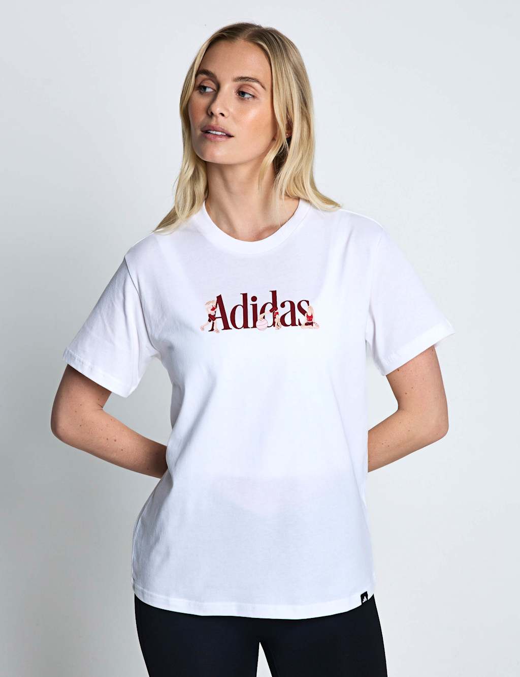 Adidas Women's Pure Cotton Graphic Crew Neck T-Shirt - Medium - White