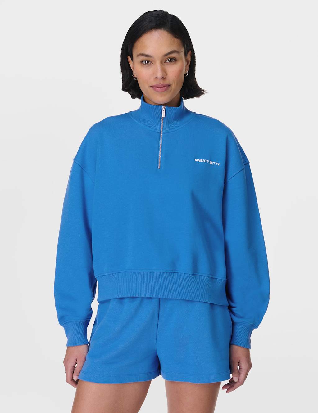 Revive Cotton Rich Half Zip Crop Sweatshirt