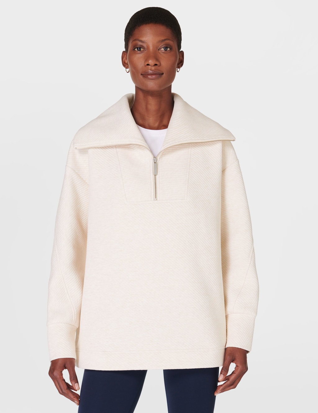 Radiant Ribbed Collared Half Zip Sweatshirt