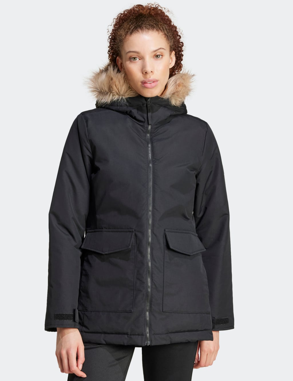 Paveric Faux Fur Trim Hooded Parka Coat