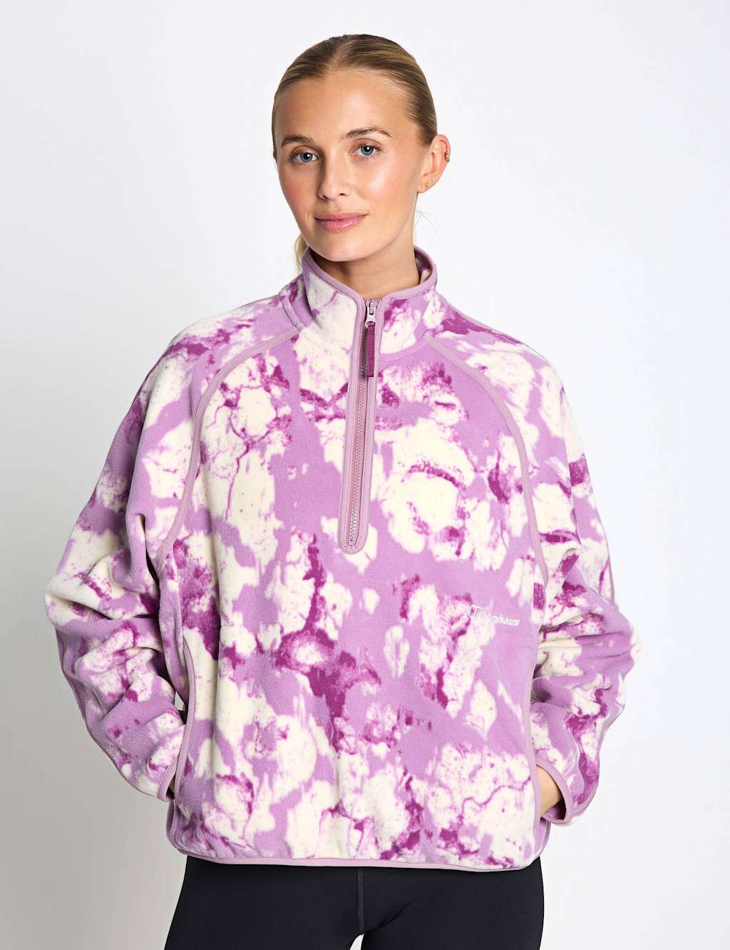 Berghaus Women's Bamburgh Printed Half Zip Funnel Neck Fleece - 14 - Purple Mix