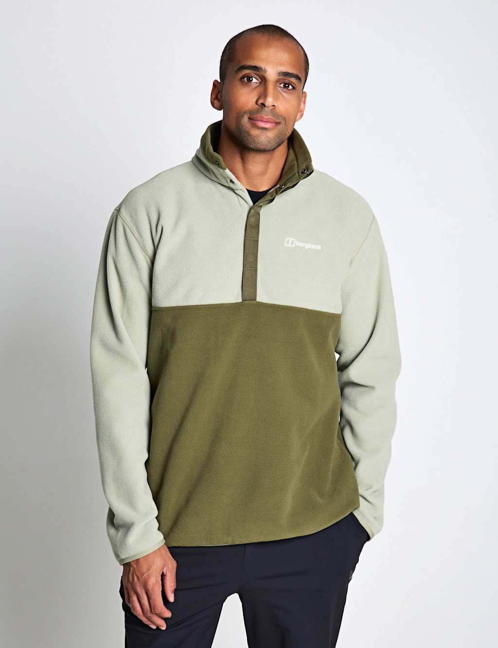 Berghaus Men's Felltop Snap Fleece Funnel Neck Sweatshirt - M - Medium Grey Mix