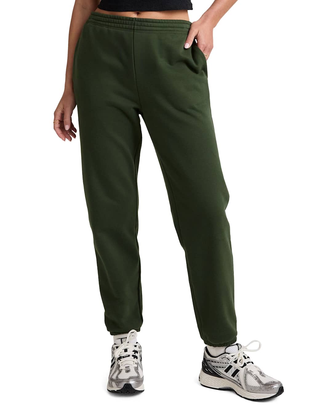 Beyond Yoga On The Go Cotton Rich Ankle Grazer Joggers Dark Khaki