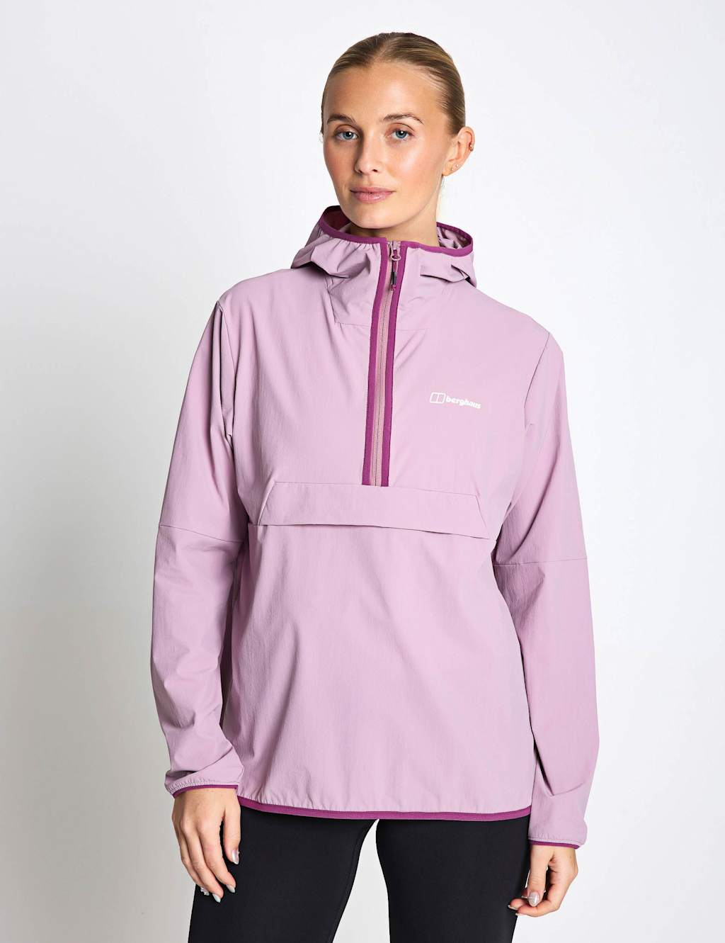 Berghaus Women's Wandermoor Hooded Half Zip Rain Jacket - 16 - Light Purple