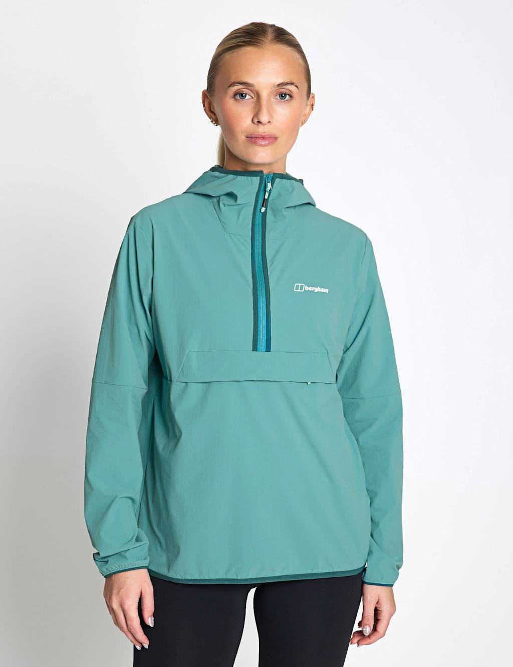 Berghaus Women's Wandermoor Hooded Half Zip Rain Jacket - 10 - Turquoise