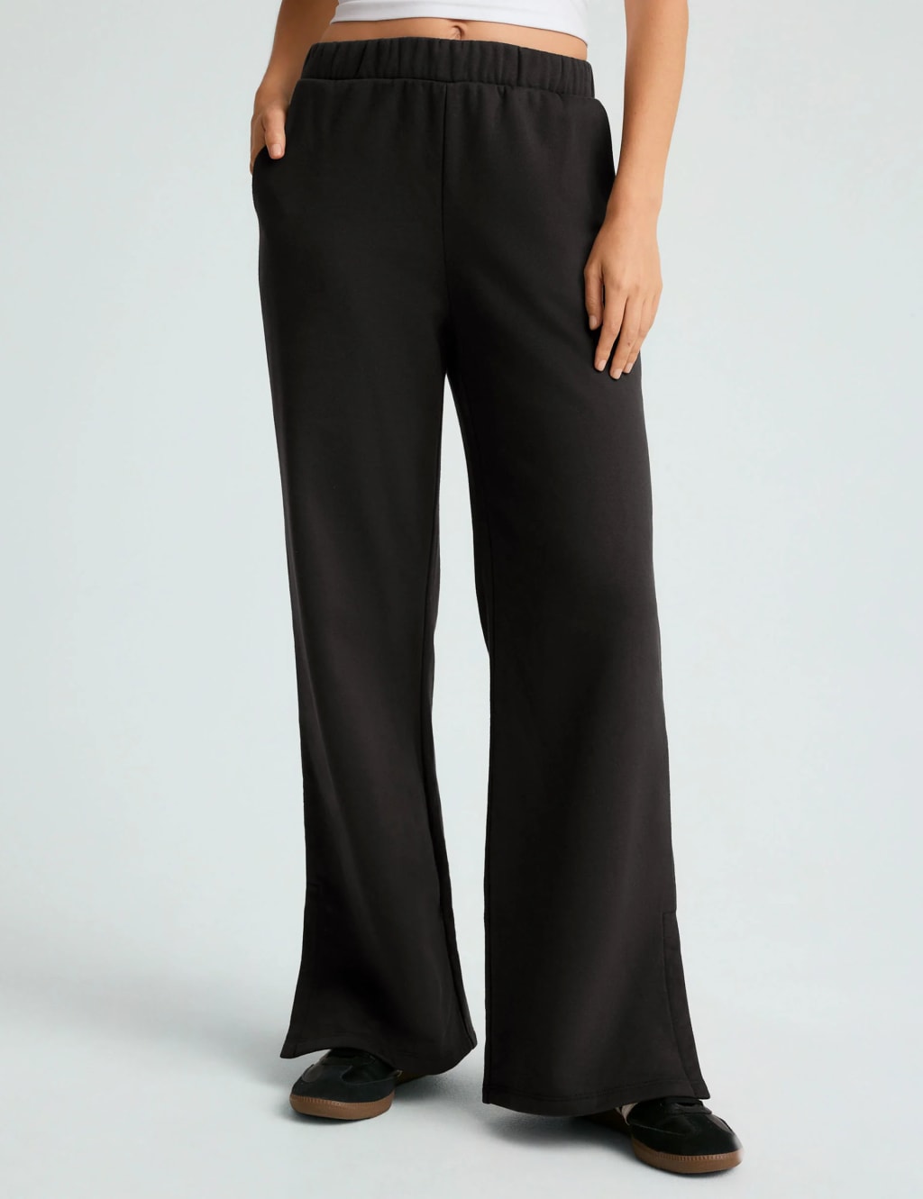 Open Ended Cotton Rich Wide Leg Joggers
