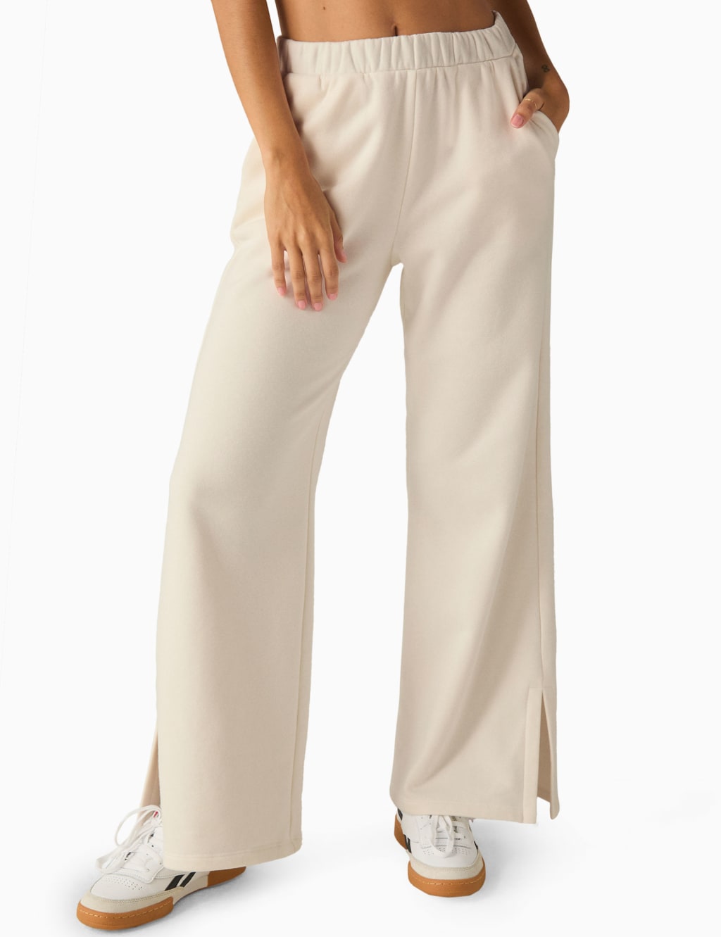 Open Ended Cotton Rich Wide Leg Joggers