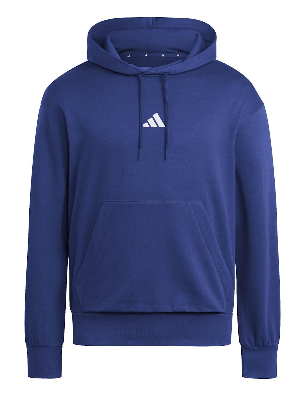 Adidas Men's Essentials Feelcozy Cotton Rich Fleece Hoodie - M - Medium Blue