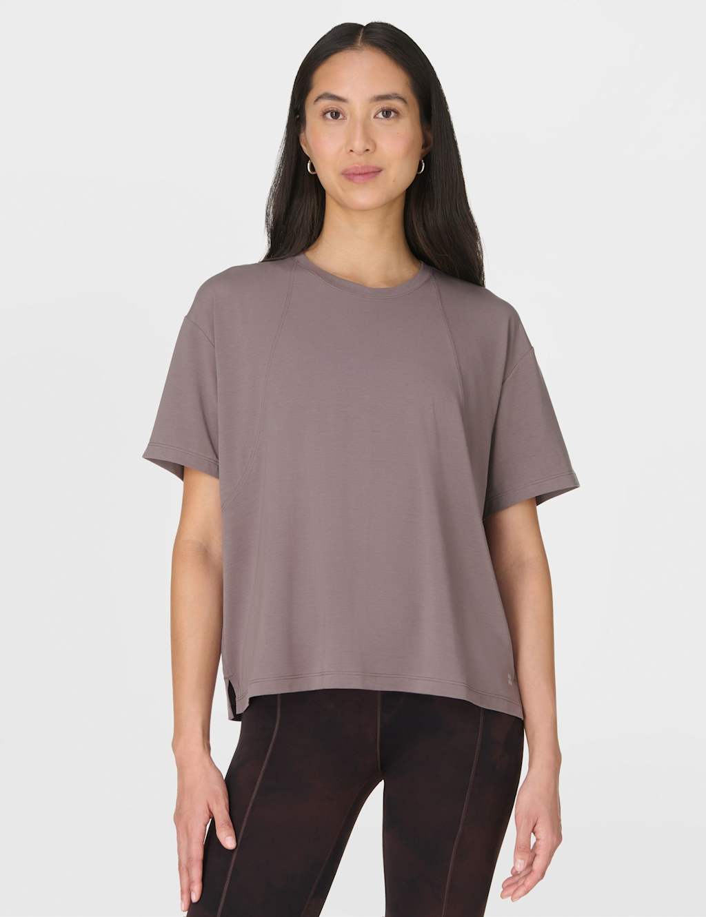Sweaty Betty Soft Flow Studio Crew Neck Relaxed T-Shirt Light Brown