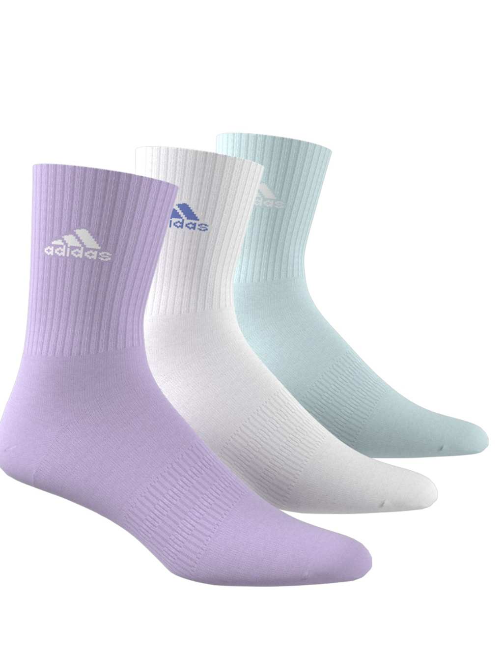 Adidas 3pk Cotton Rich Cushioned Ankle High Socks White Mix
