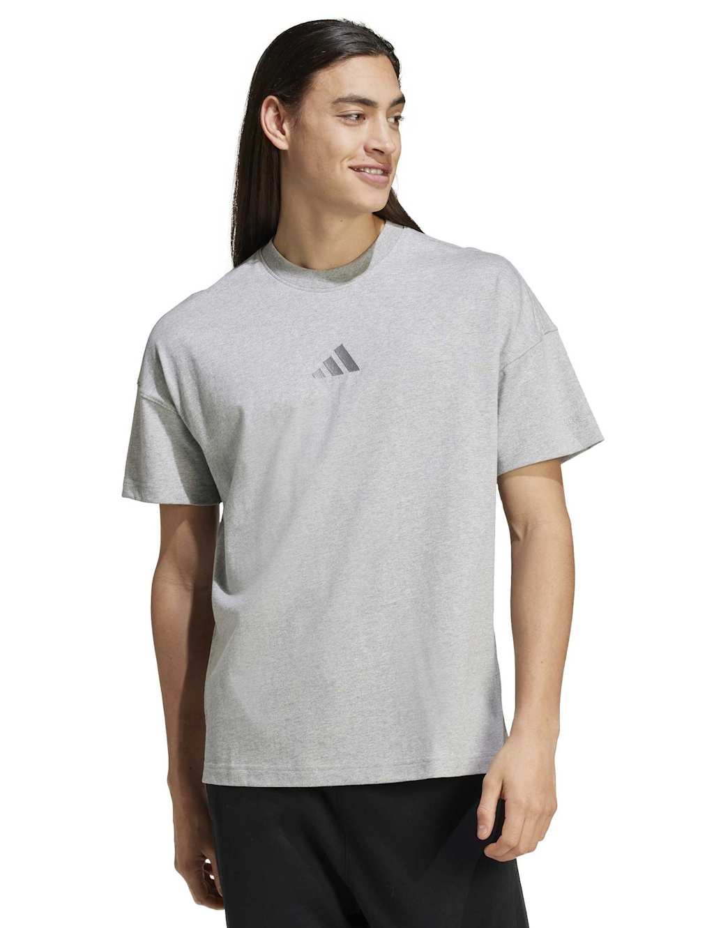Adidas Men's Pure Cotton Crew Neck T-Shirt - M - Grey Marl