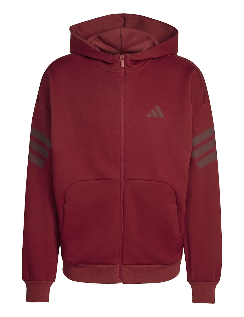 Adidas Men's Future Icons Cotton Blend Zip Up Hoodie - S - Burgundy