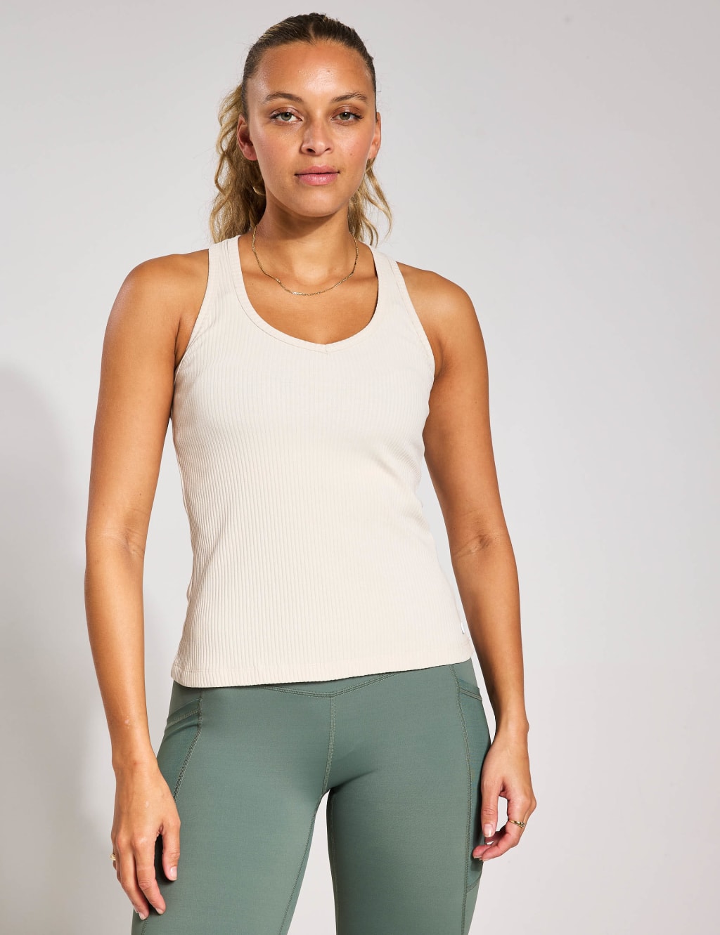 Leera Cotton Rich Rib Scoop Neck Vest Top