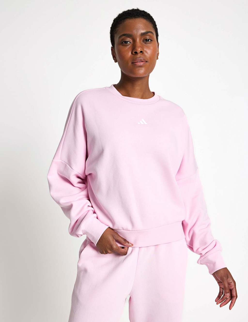 Adidas Essentials Feelcozy Cotton Rich Sweatshirt Light Pink