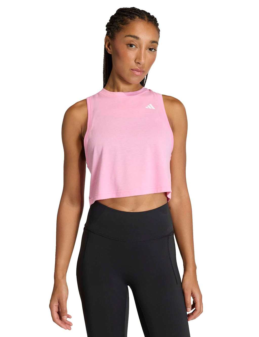 Adidas Women's Train Essentials Boxy Gym Crop Vest Top - Medium - Pink