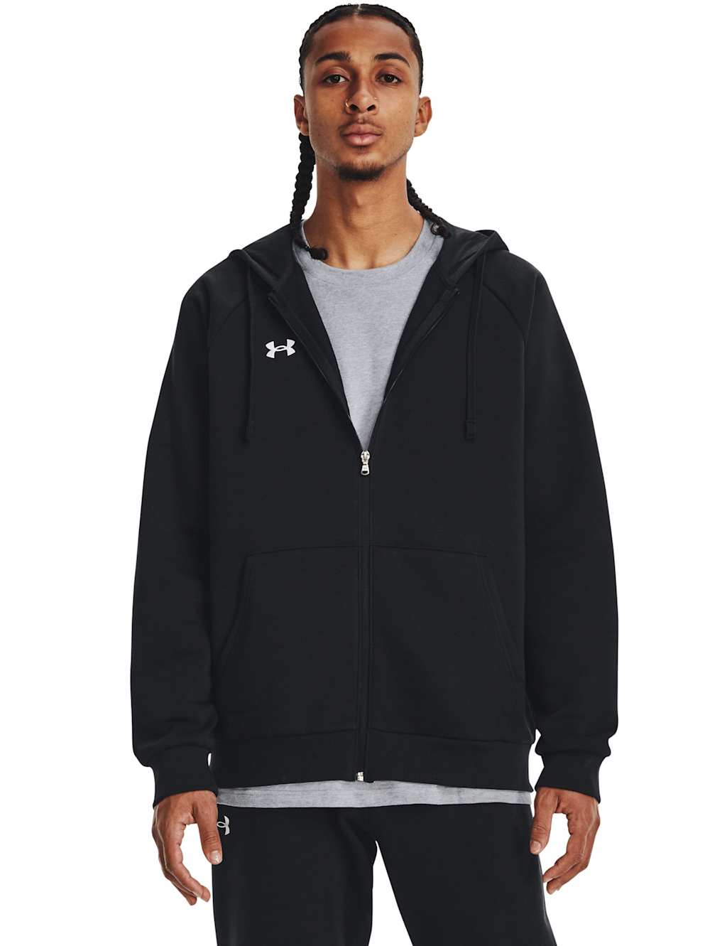 Under Armour Men's Rival Fleece Cotton Rich Zip Up Hoodie - M - Black