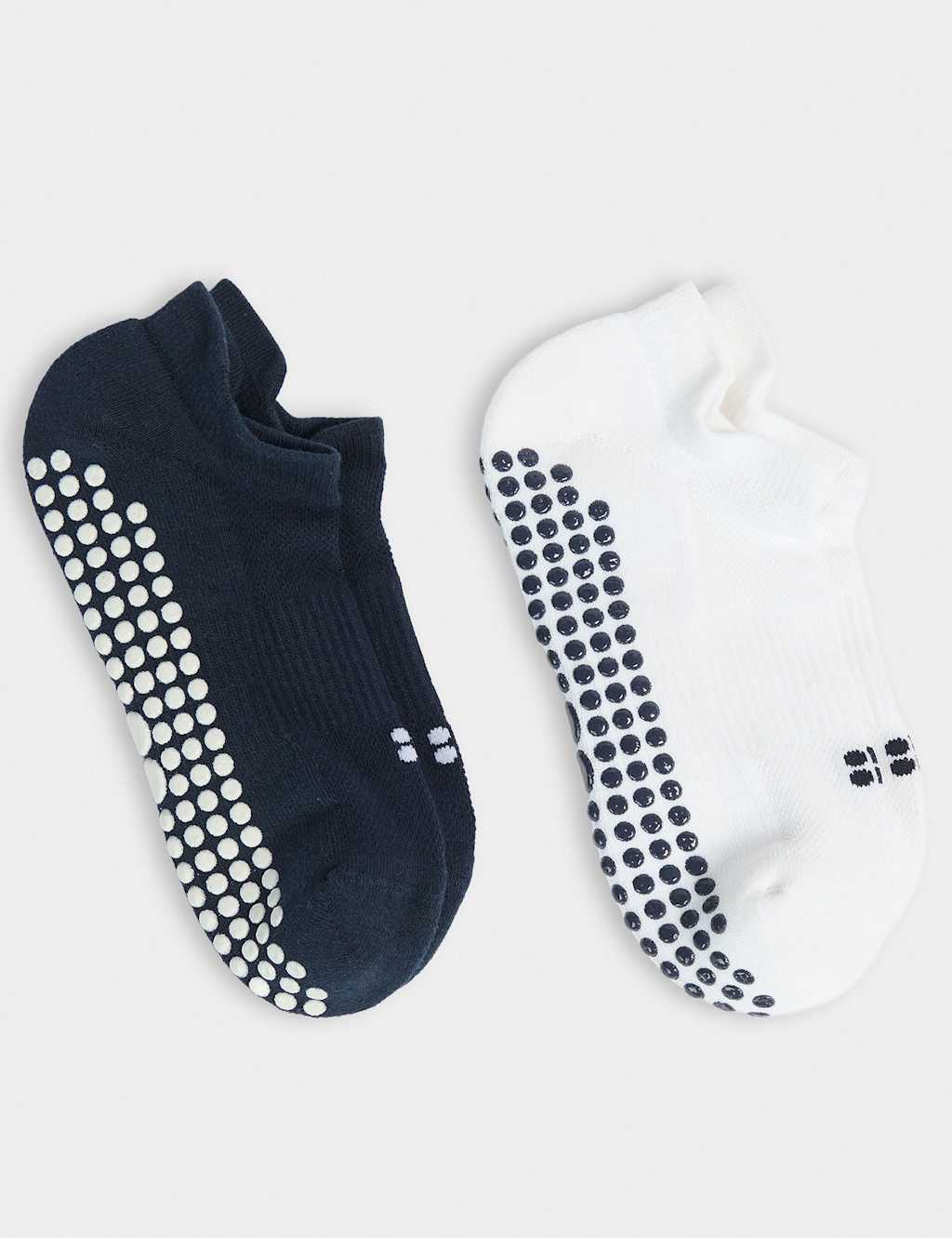 Sweaty Betty Women's 2 Pack Cotton Rich Reformer Gripper Socks - Medium-Large - Blue Mix