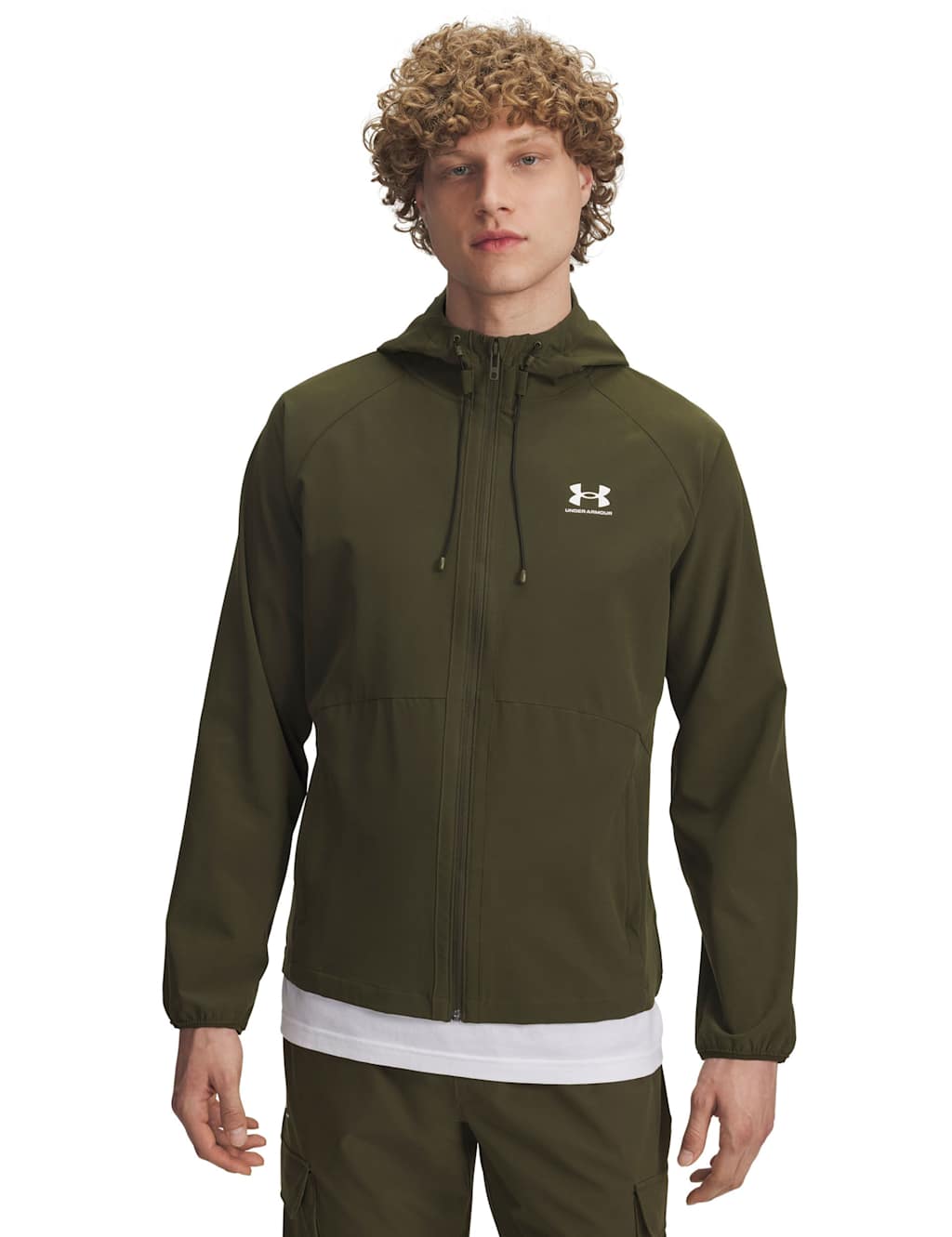 Under Armour Stretch Woven Windbreaker Sports Jacket Khaki