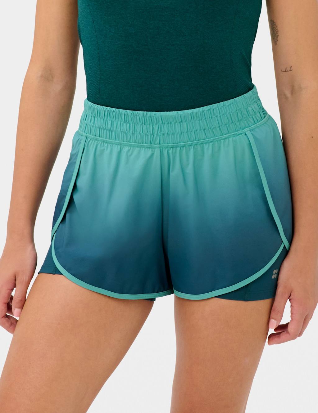 Sweaty Betty Women's Get Set 2 in 1 High Waisted Sports Shorts - Small - Dark Green
