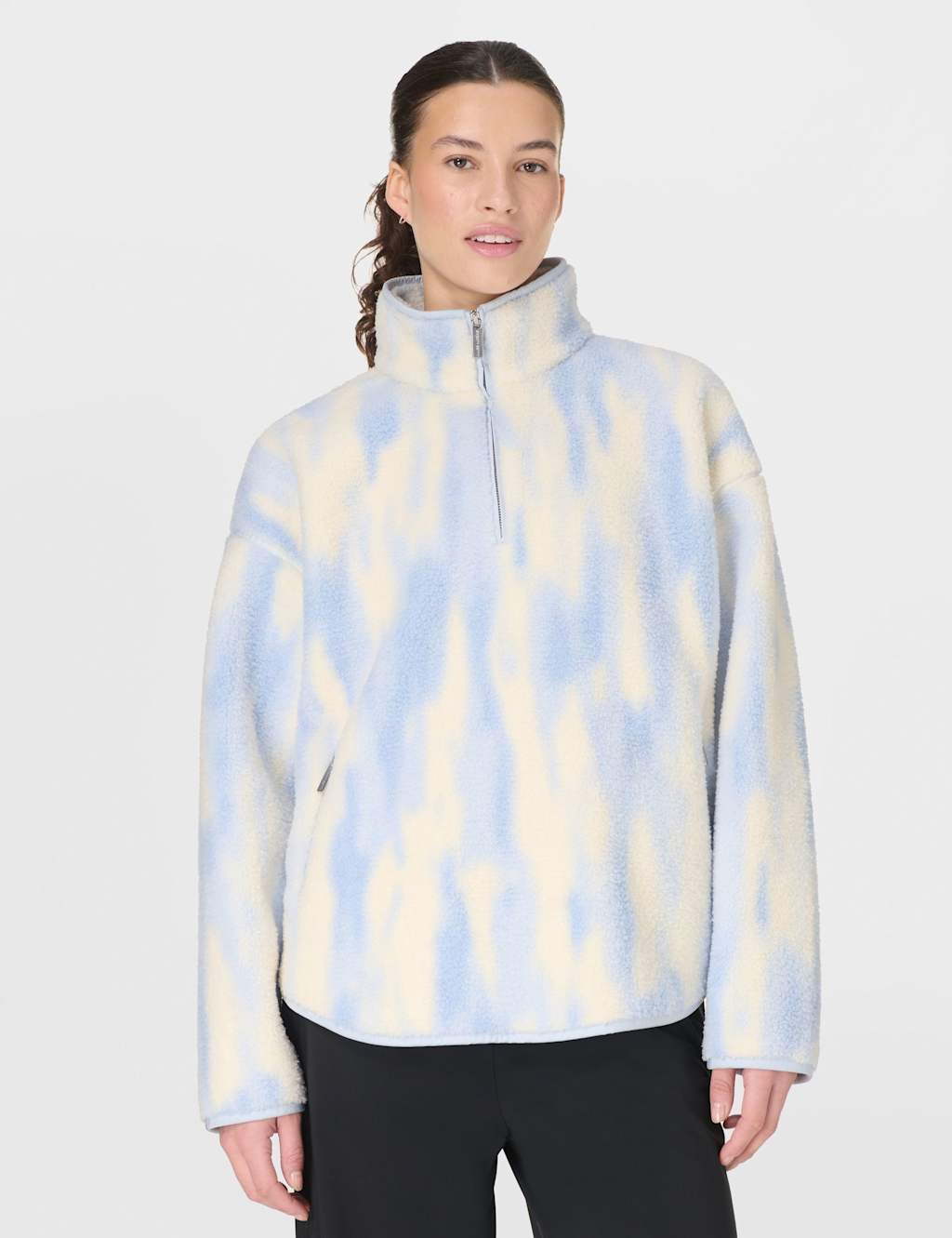 Sweaty Betty Women's Plush Fleece Printed Half Zip Sweatshirt - Small - Blue Mix