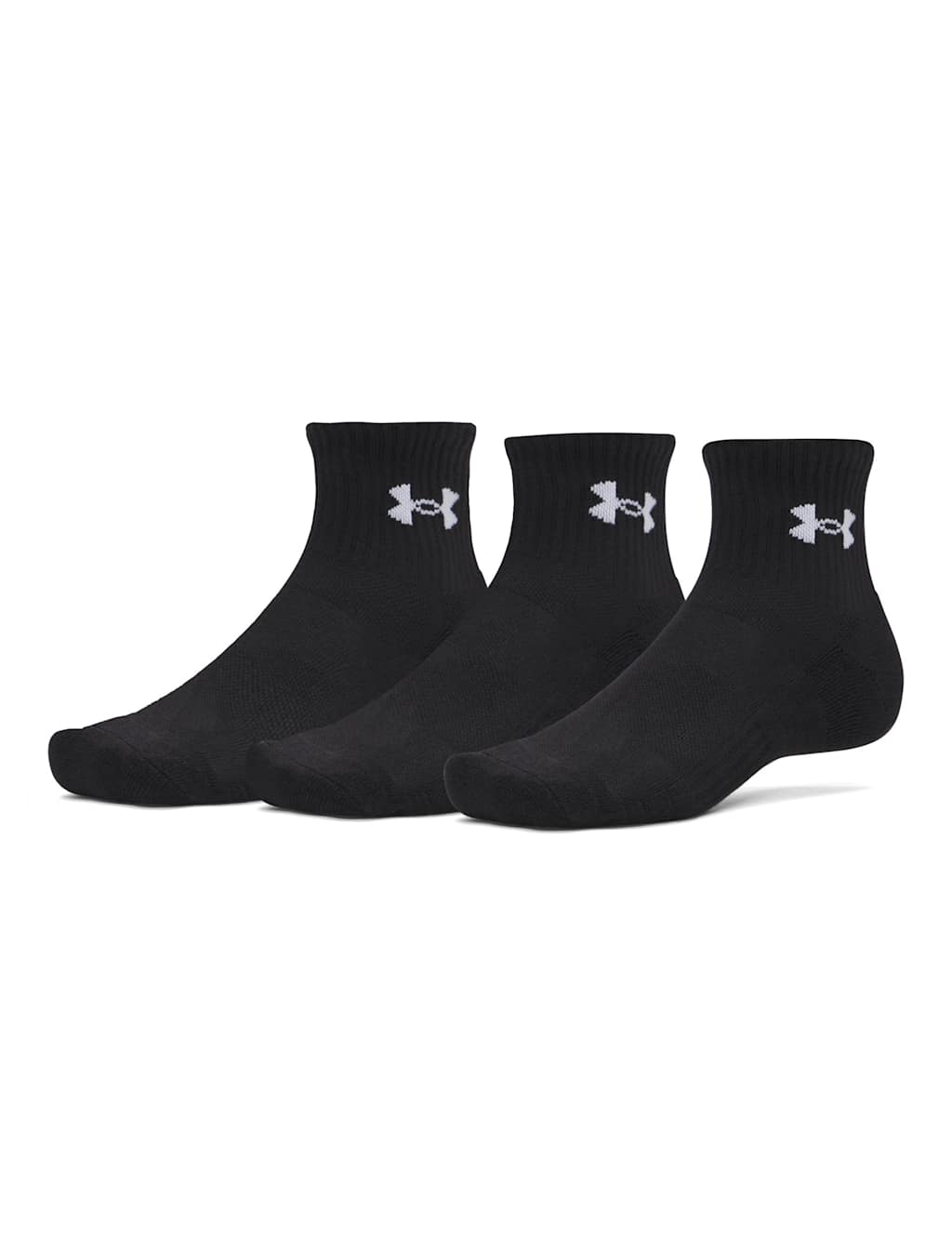 Under Armour Men's 3 Pack Performance Quarter Sports Socks - S - Black