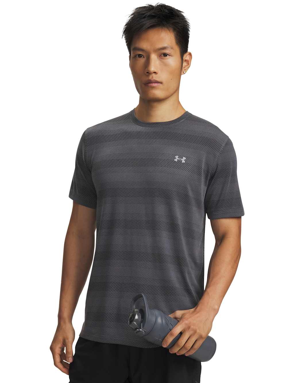 Under Armour Men's Velociti Jacquard Striped Training T-Shirt - L - Black/Grey