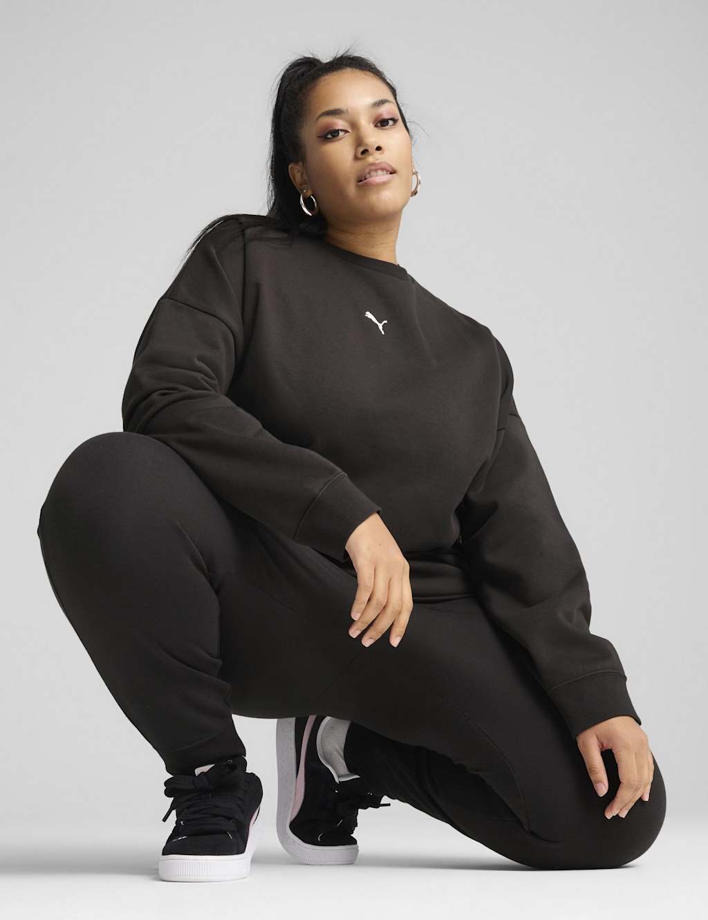 Puma Women's Cotton Rich Fleece Oversized Sweatshirt - Large - Black